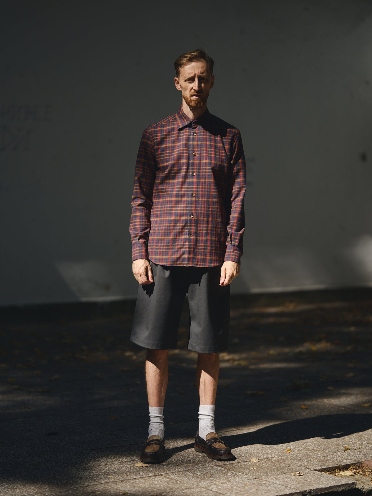 The Archive Shirt in navy / burgundy check by TODÓR TRAME, image 1 of 6
