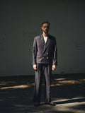 Cropped Double-Breasted Blazer in midnight stripe by TODÓR TRAME, image 1 of 7