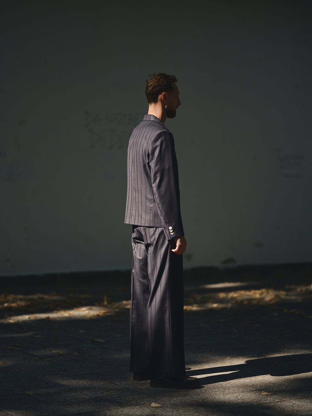 Cropped Double-Breasted Blazer in midnight stripe by TODÓR TRAME, image 2 of 7