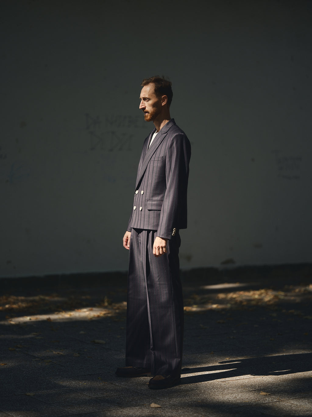 Cropped Double-Breasted Blazer in midnight stripe by TODÓR TRAME, image 4 of 7