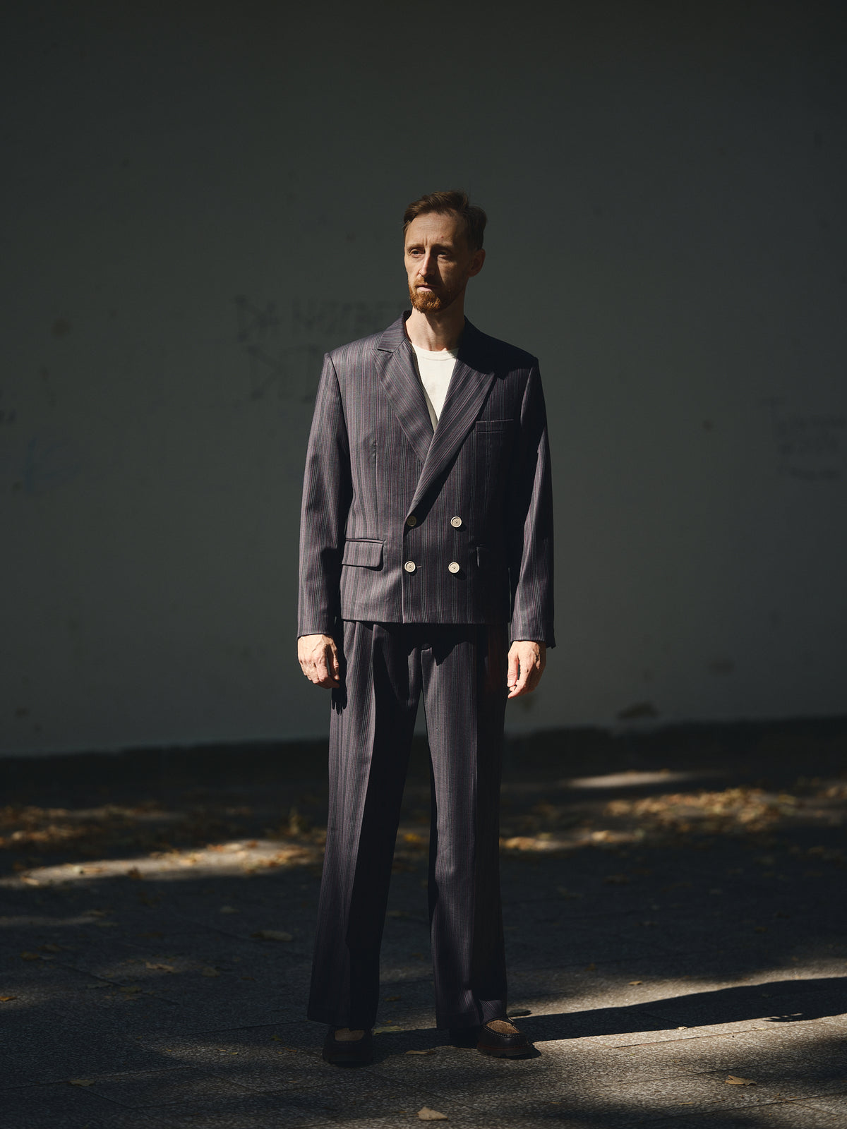 Cropped Double-Breasted Blazer in midnight stripe by TODÓR TRAME, image 5 of 7