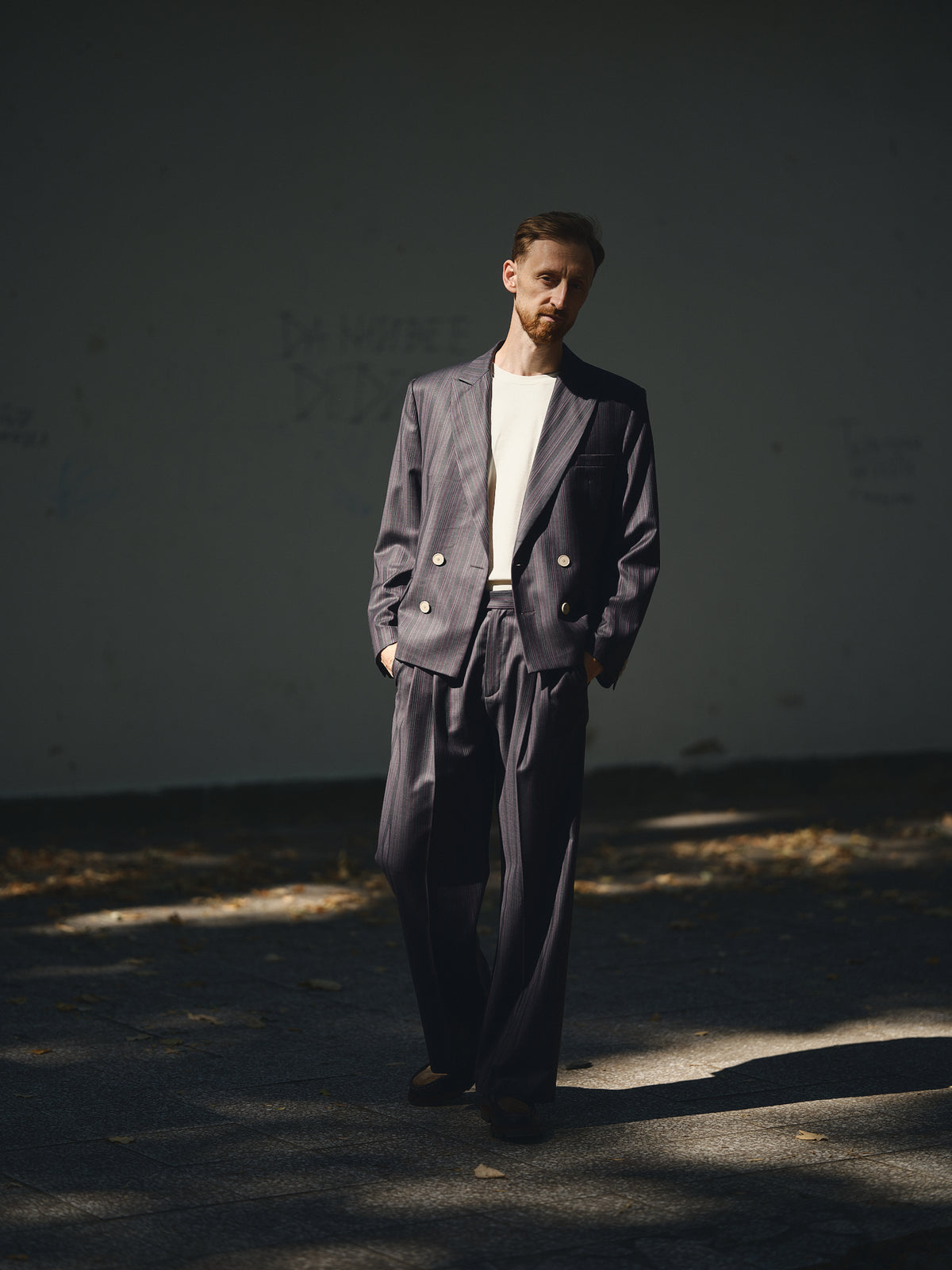 Cropped Double-Breasted Blazer in midnight stripe by TODÓR TRAME, image 6 of 7